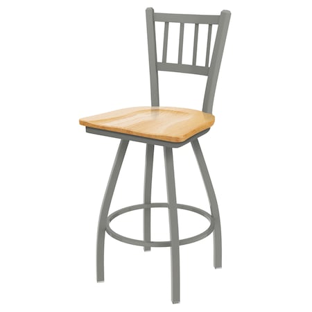 Holland Bar Stool Co 36" Swivel Bar Stool, Nickel Finish, Nat Oak Seat 81036ANNatOak